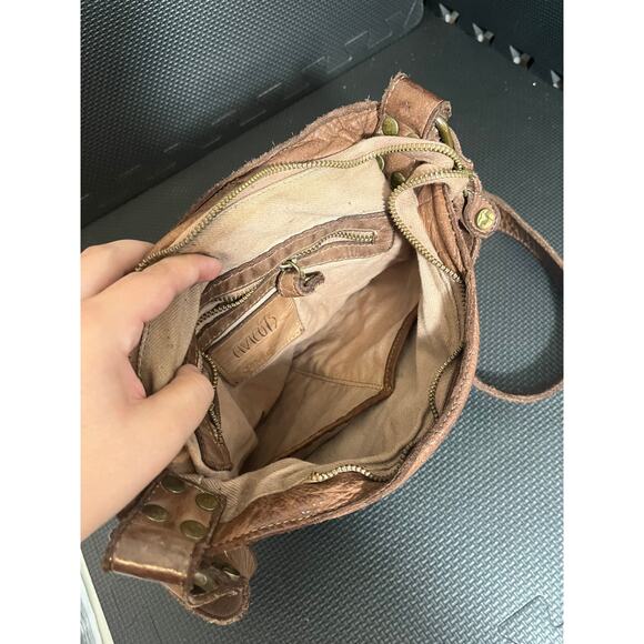 Civico 93 Taupe‎ Crossbody Basket Weave Genuine Leather Made In Italy BOHO - Picture 7 of 11